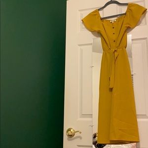 COPY - Sunshine yellow midi dress with waist tie